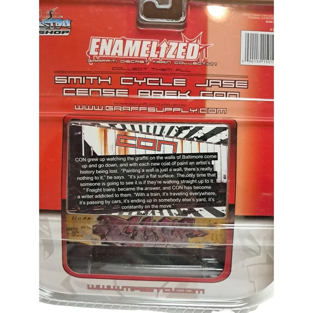 Maisto Enamelz Graffiti Train Diecast Box Car CON Yellow B&O Custom Shop‎ Sealed